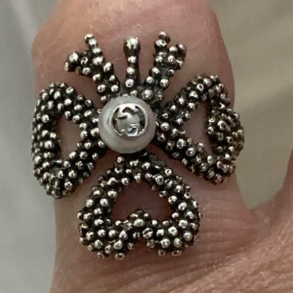 Gucci sterling silver Pearl heart ring Size 6 - Picture 9 of 14